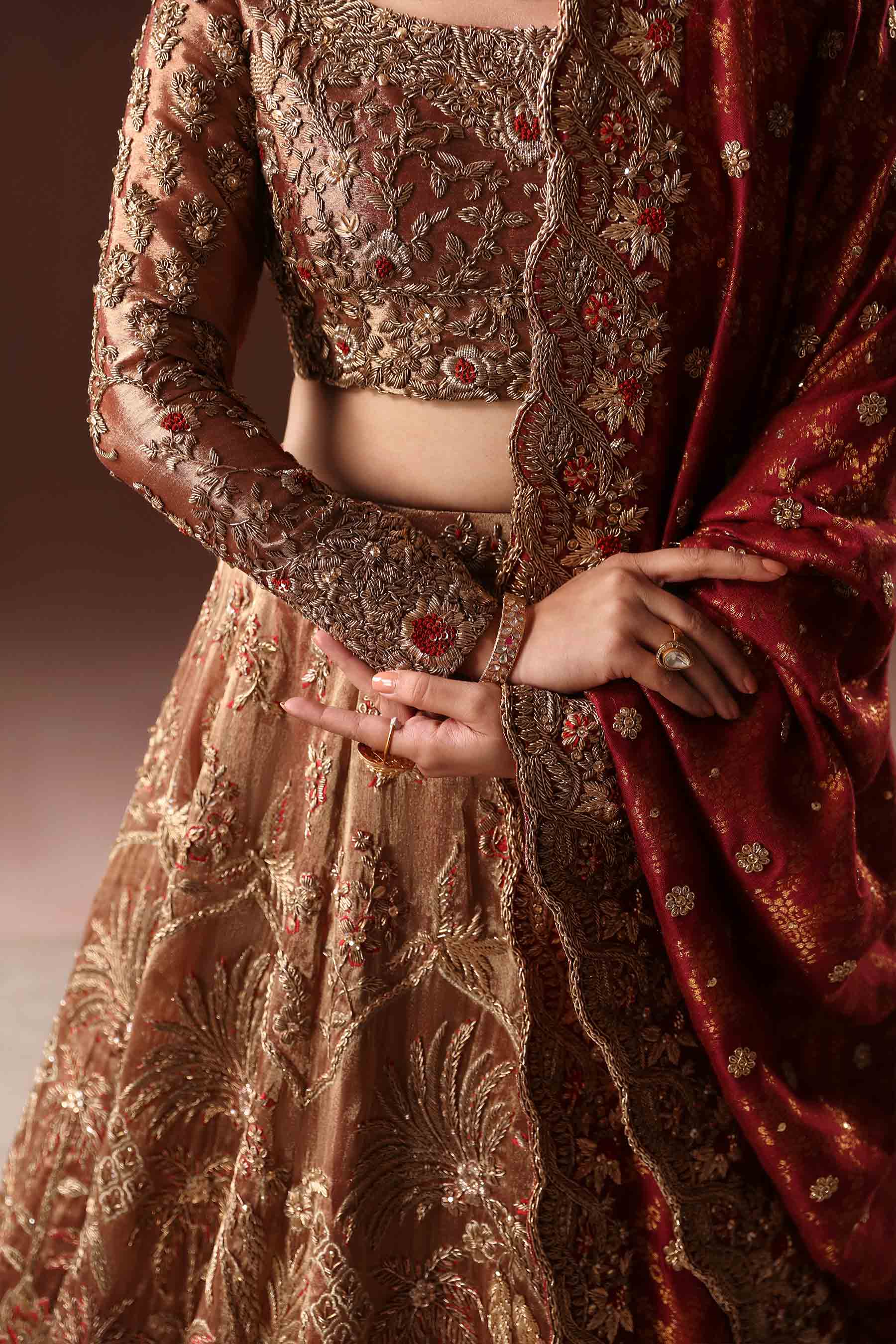 Rust and Gold Lehnga Choli Bridal