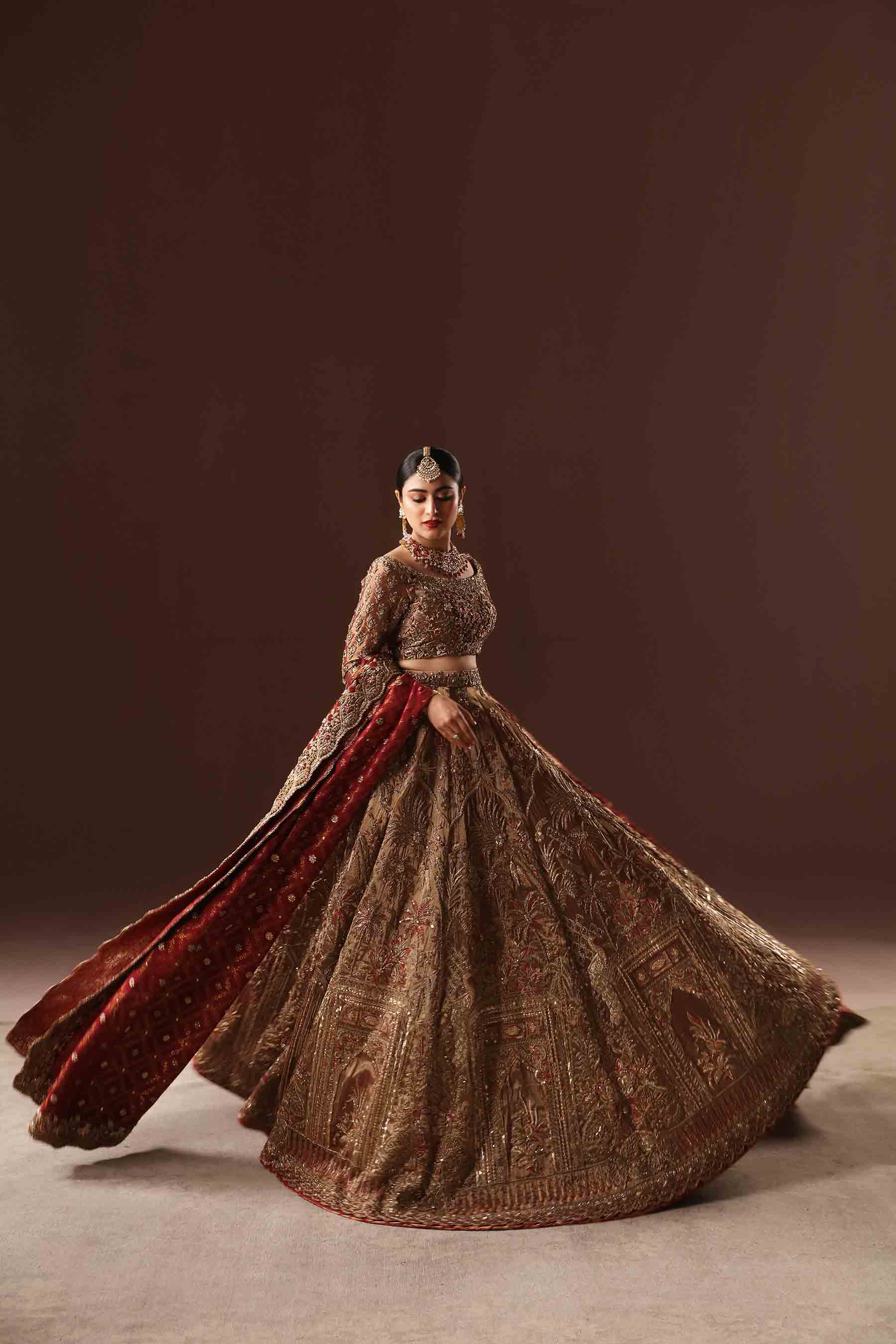 Rust and Gold Lehnga Choli Bridal